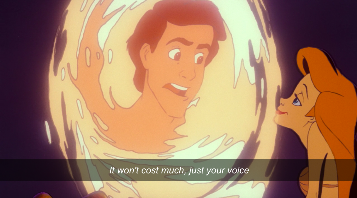 Ursula projects an image of Eric to a dreamy Ariel, &quot;It won&#x27;t cost much, just your voice&quot;