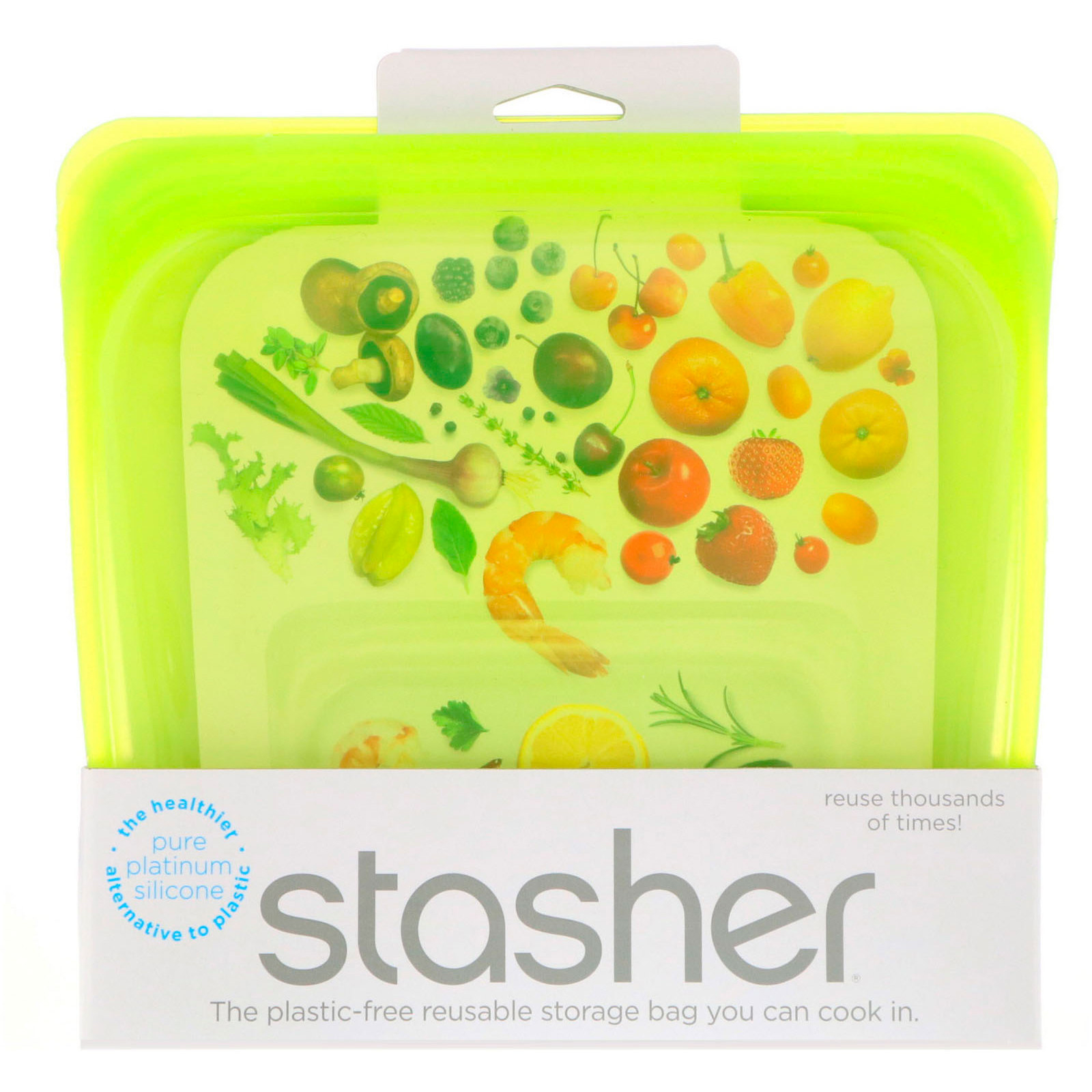 green stasher bag in a package