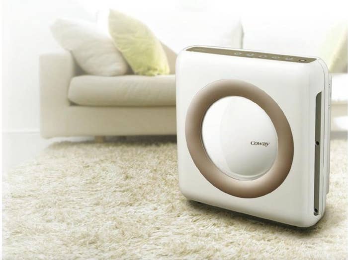 The air purifier with HEPA and smart mode in white