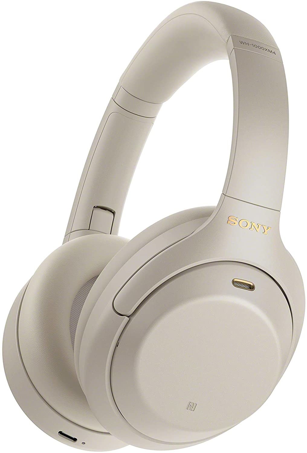 The Sony wireless headphones in silver