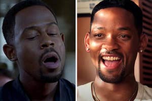 Marcus is posing with his mouth open and Mike from "Bad Boys" is smiling wide