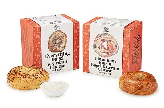 Two kits; one for everything bagels and one for cinnamon raisin