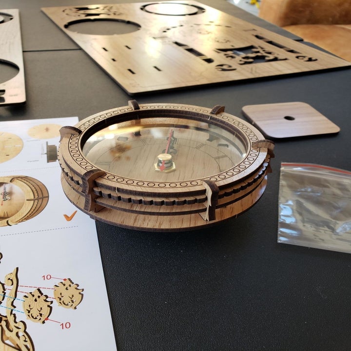 A reviewer's photo of the clock in progress