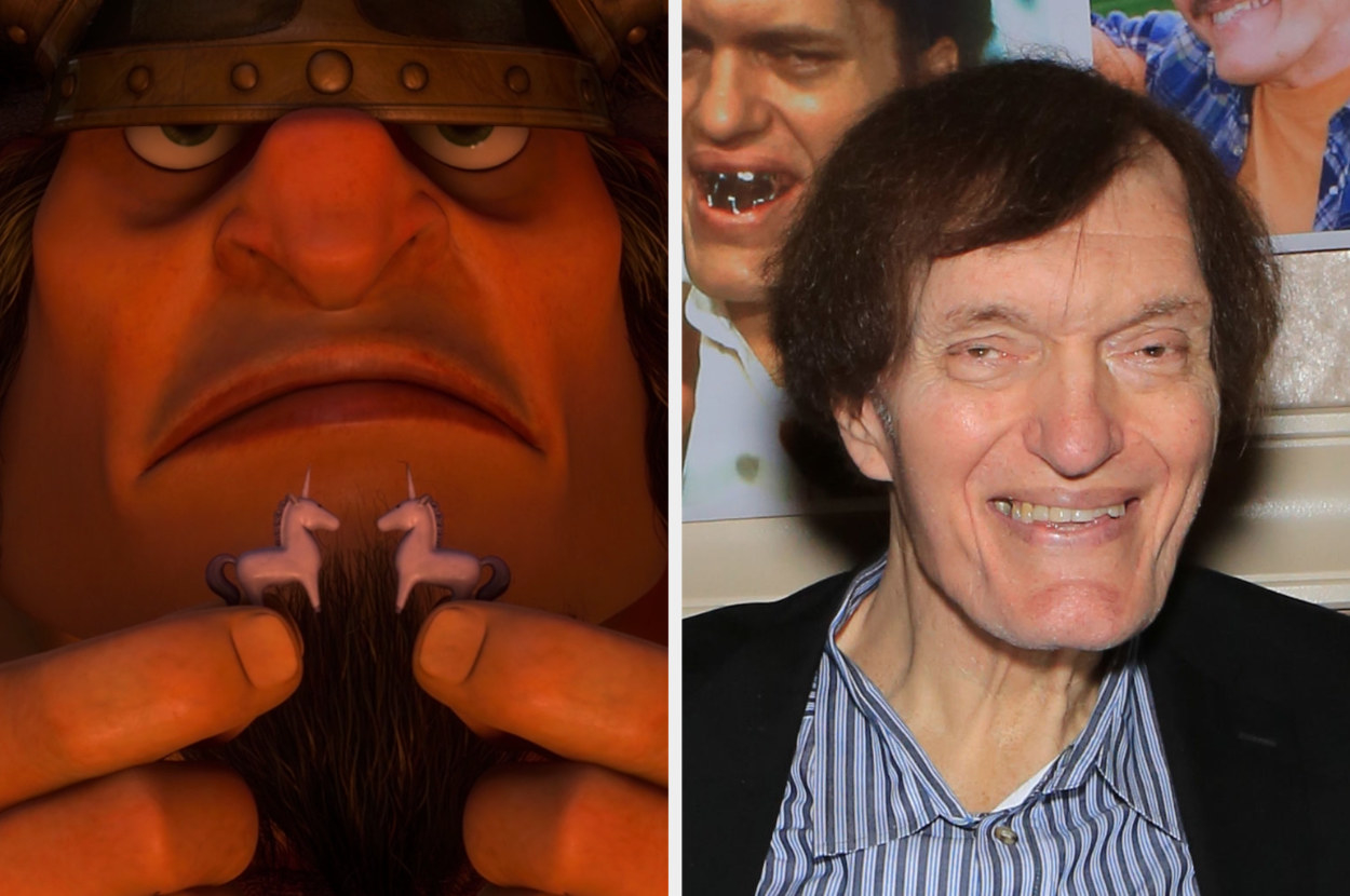 Vlad making two ceramic unicorns kiss, and a photo of Richard Kiel