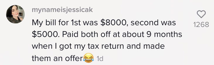 This person owed $8,000 for one kid and $5,000 for the other.