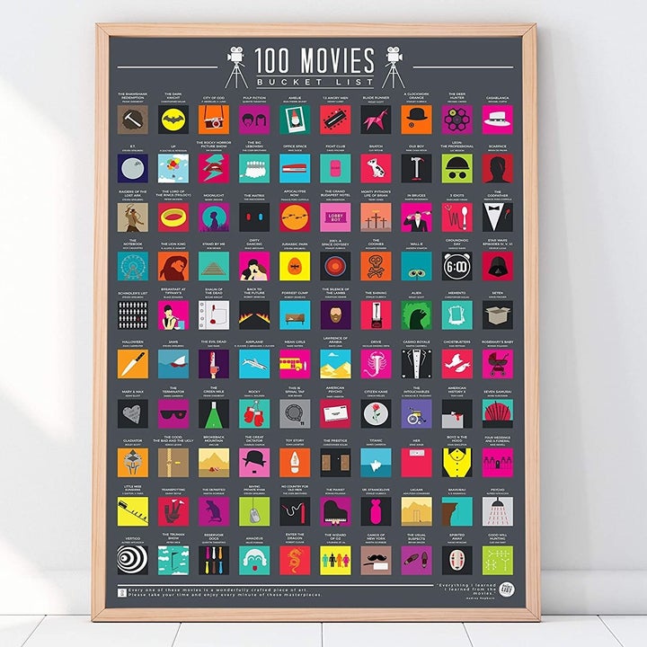 The poster with all of the scratch-off squares released to show minimalist pictures depicting each movie