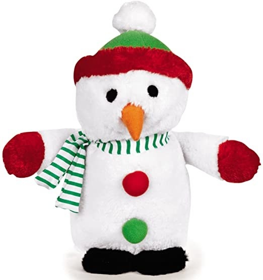 The snowman toy, which has a head, body, and two long arms