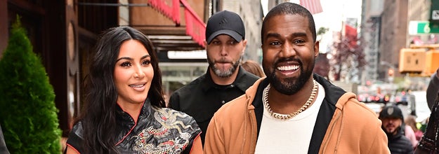 Kim Kardashian West and Kanye West walk along 57th Street on October 25, 2019 in New York City