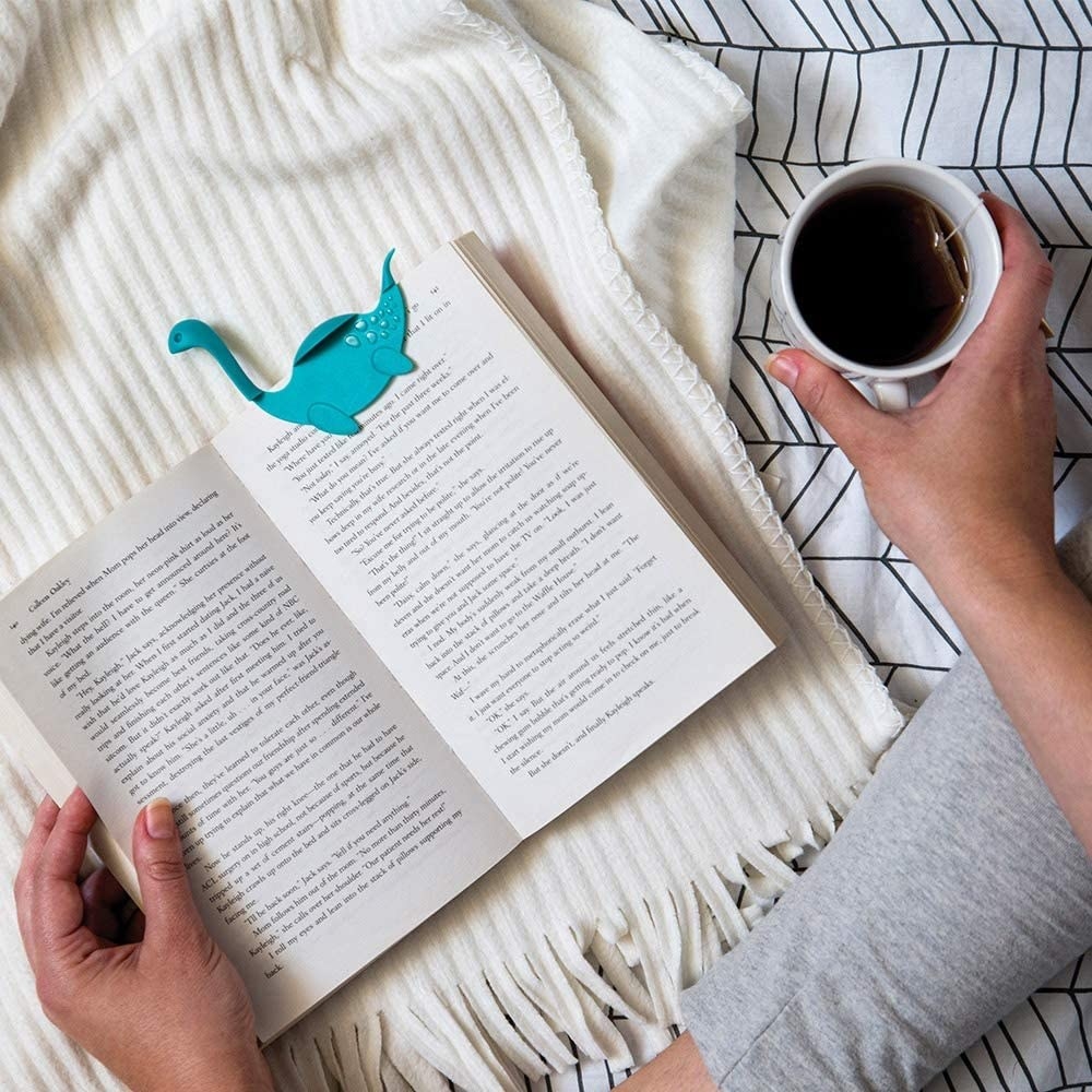 The Loch Ness monster bookmark in a book