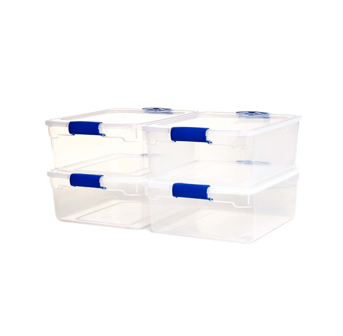 The set of four latching storage container in clear