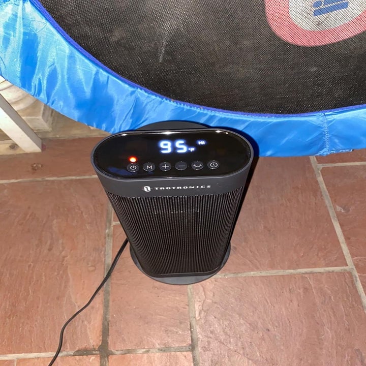 Reviewer's photo of top of heater with digital screen