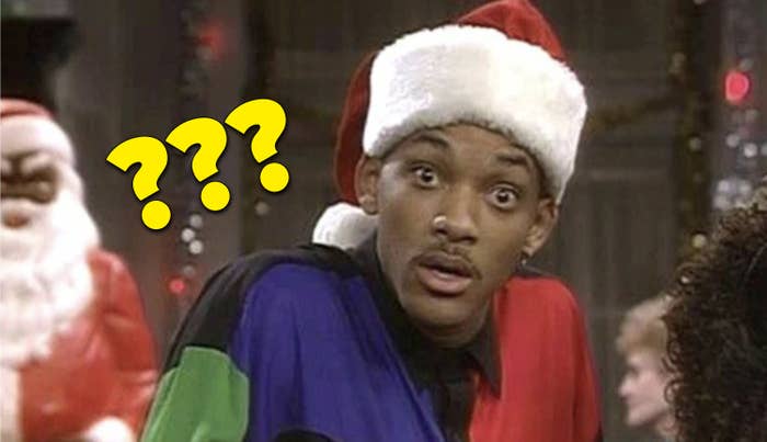 Will Smith in a Santa hat looking confused in &quot;The Fresh Prince&quot;
