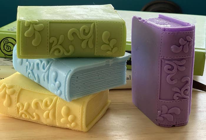 the various colors of book soap bars