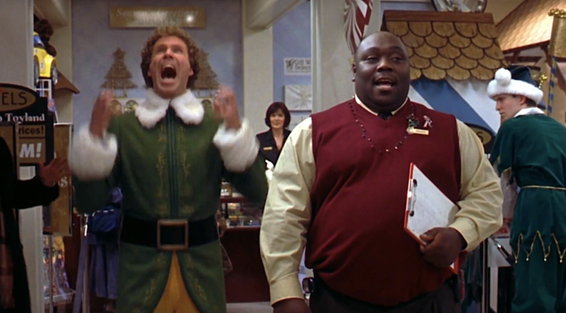 Buddy the Elf screaming with joy at the mall in &quot;Elf&quot;