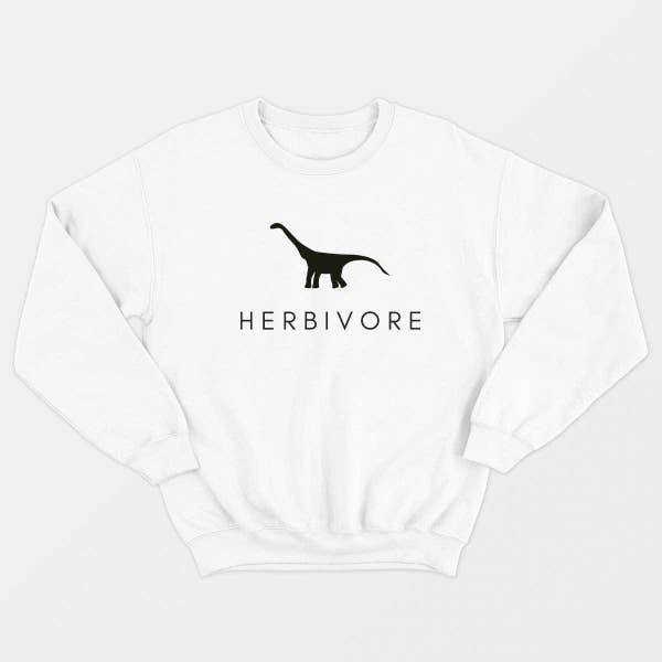 beyaz otobur dinozor sweatshirt