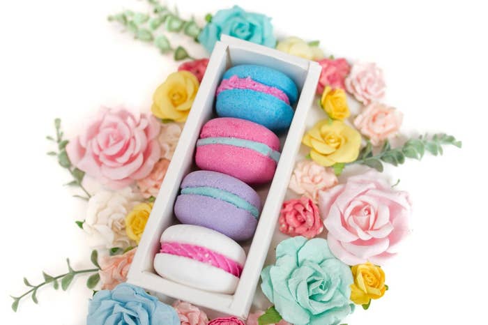 a box of bath bomb macarons