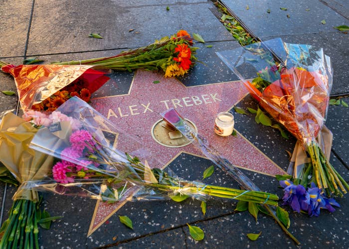 Hollywood honors Alex Trebek on the Walk of Fame after the announcement of his death on November 08, 2020 in Hollywood, California