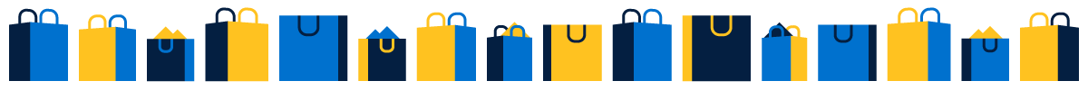 illustrated blue and yellow shopping bags