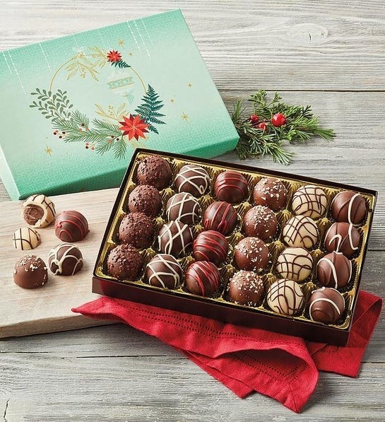 the box of nicely decorated truffles