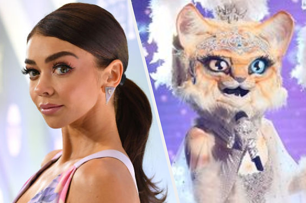 Sarah Hyland and the kitty from The Masked Singer