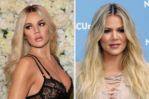 two pictures of Khloe Kardashian, but one is a wax figure