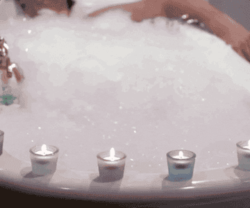 Chandler relaxing in a bubble bath