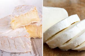 Brie cheese and mozzarella cheese