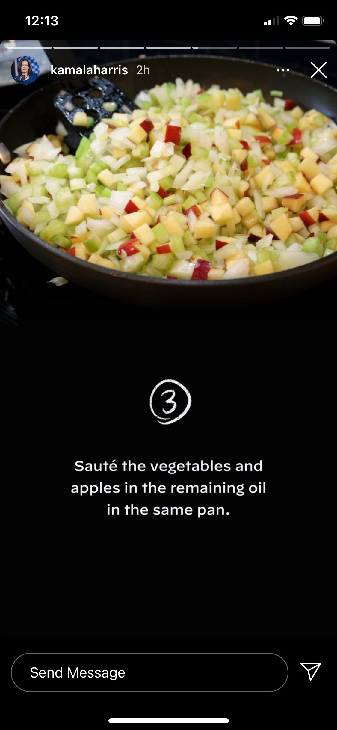 Diced apples, celery, and onion in a pan