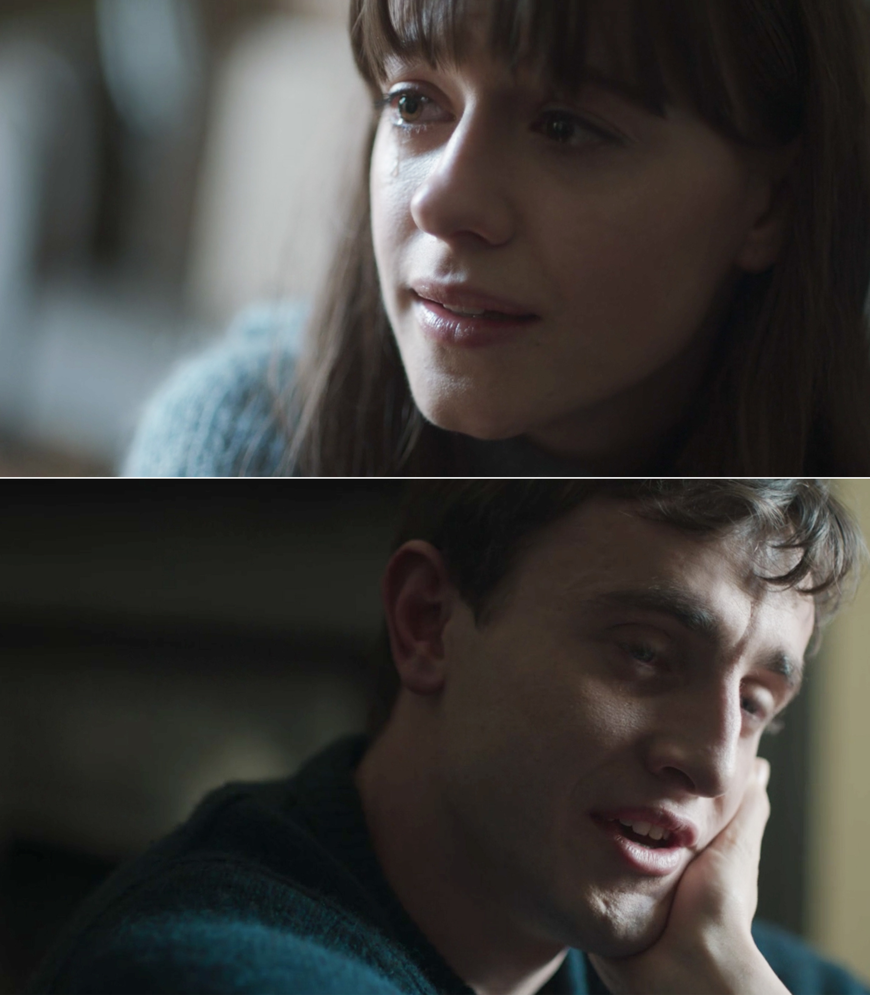 Marianne holding Connell's face and while they both cry