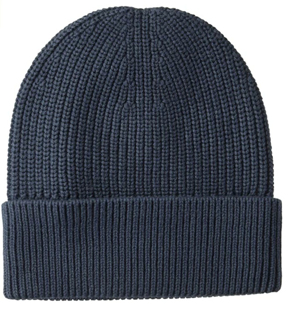 Navy knit beanie with rolled cuff 