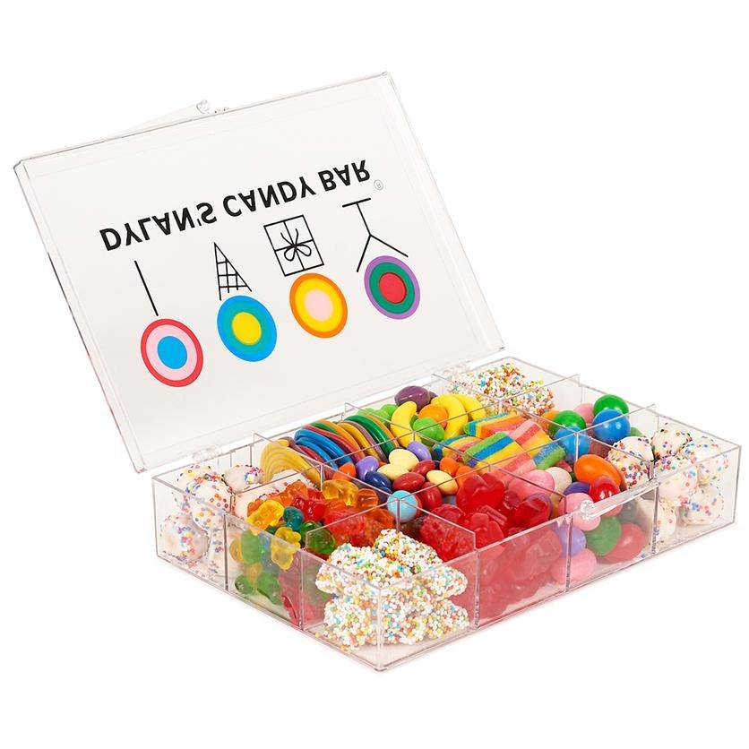 the tackle box filled with different candies
