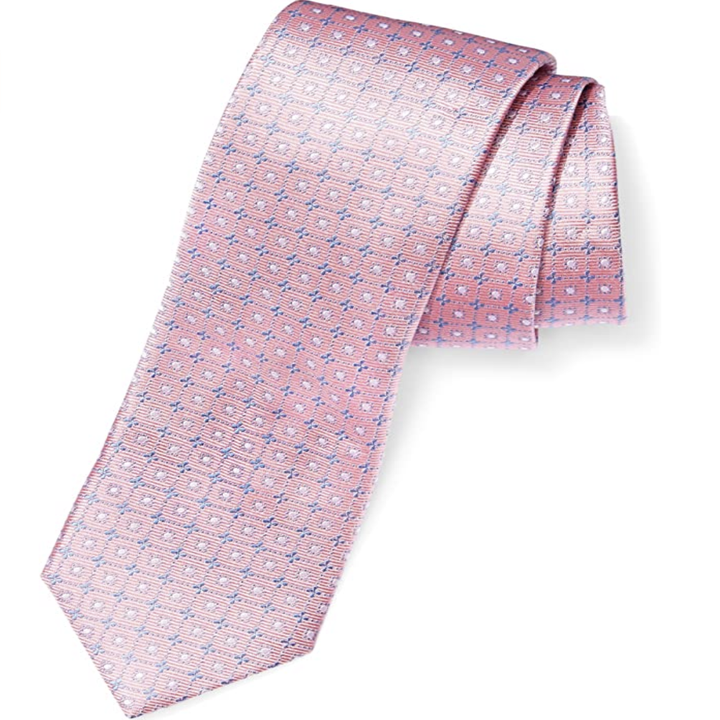 Pink silk tie with light purple dots 