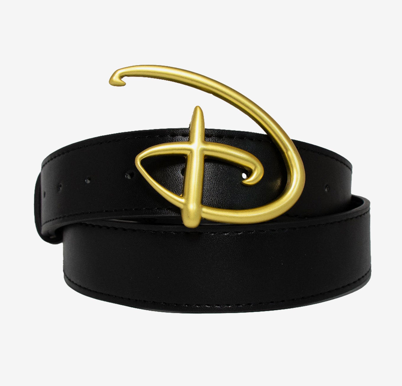 The black belt with a gold Disney &quot;D&quot; buckle