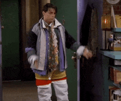 Joey from Friends wearing a zillion sweaters and shirts and shorts and pants 