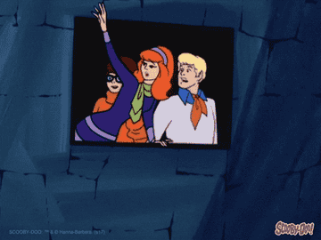 daphne from scooby doo falling out a window