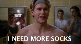 Character from Glee saying &quot;I need more socks&quot; 