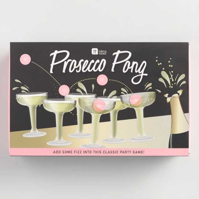The Prosecco pong box which says &quot;Add some fizz into this classic party game!&quot;