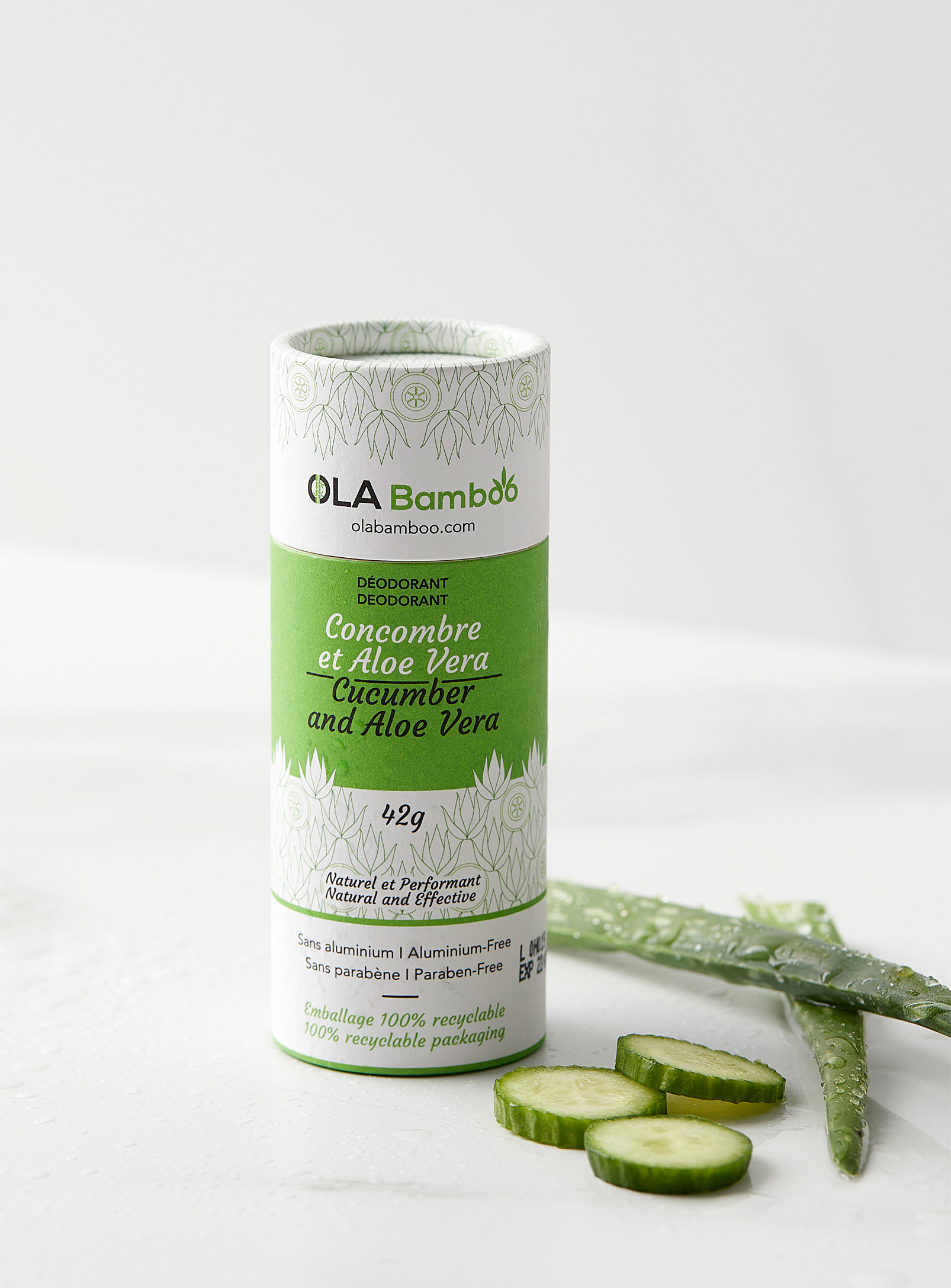 deodorant with aloe and cucumber on the side