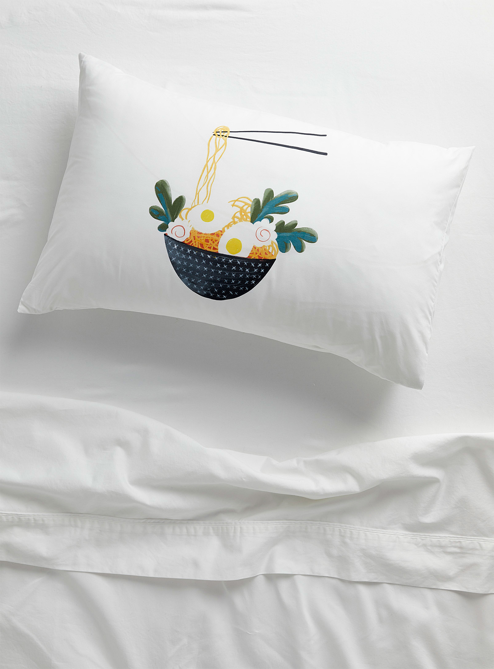 ramen pillow cover on pillow