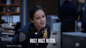 Amy Santiago from Brooklyn 99 saying &quot;buzz buzz bitch&quot;