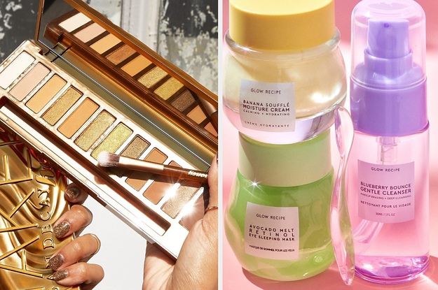 Urban Decay palette and Glow Recipe products