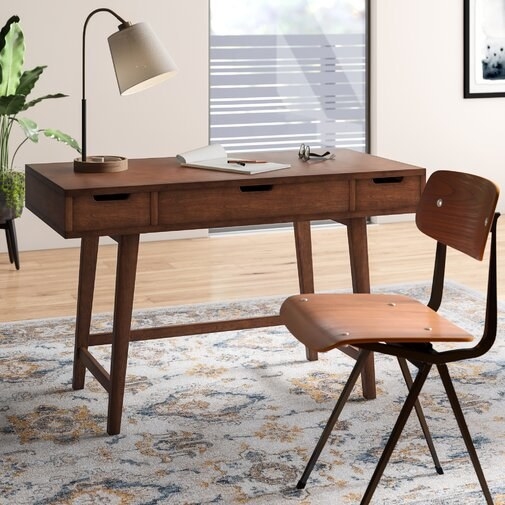 wood mid century modern inspired writing desk 