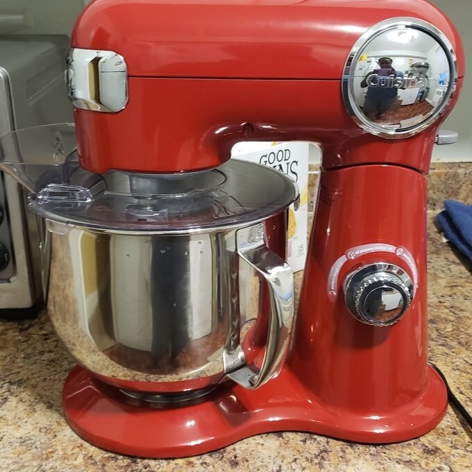 Reviewer&#x27;s picture of the stand mixer in red