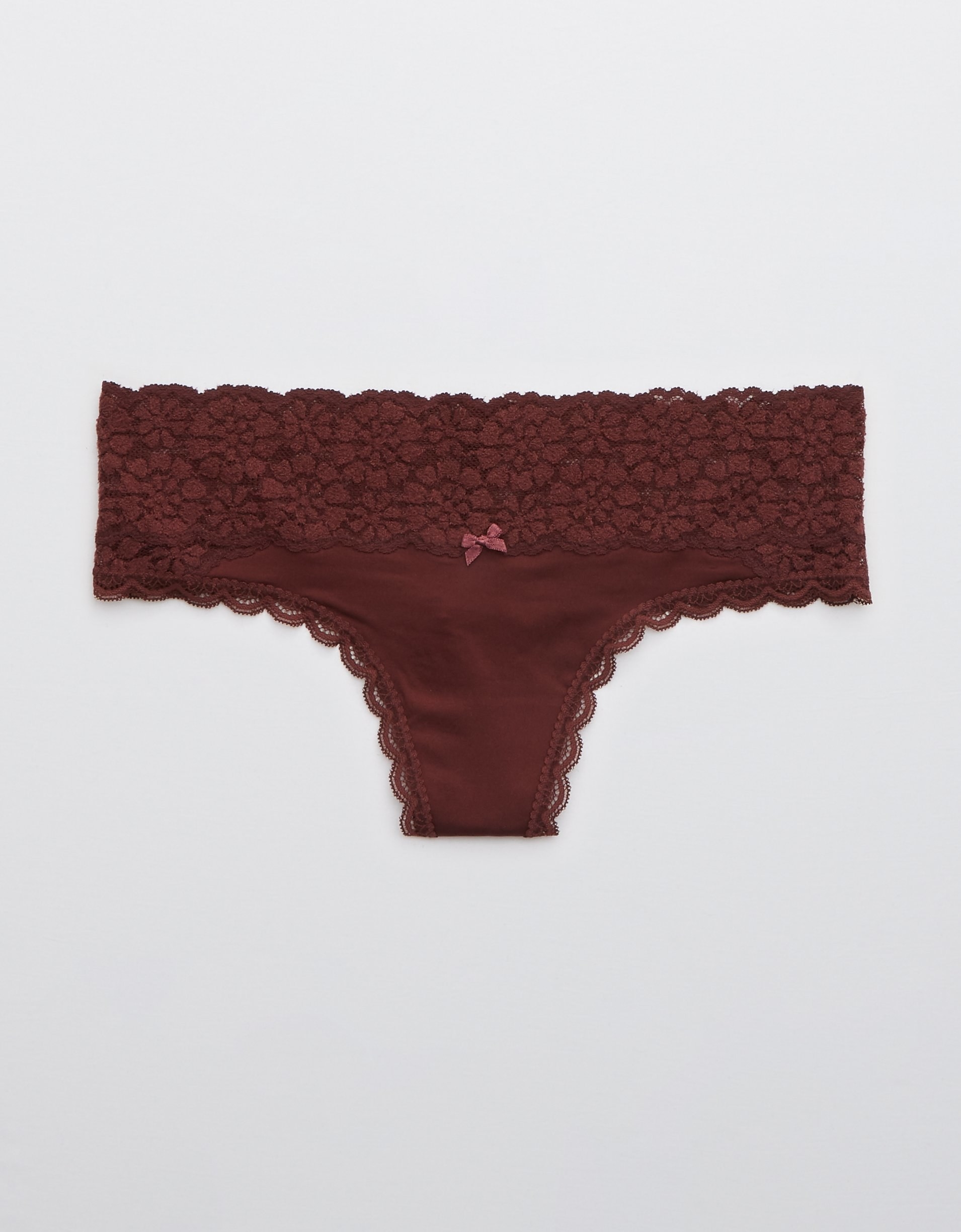 the Sugar Cookie Lace Shine Thong Underwear in royal berry