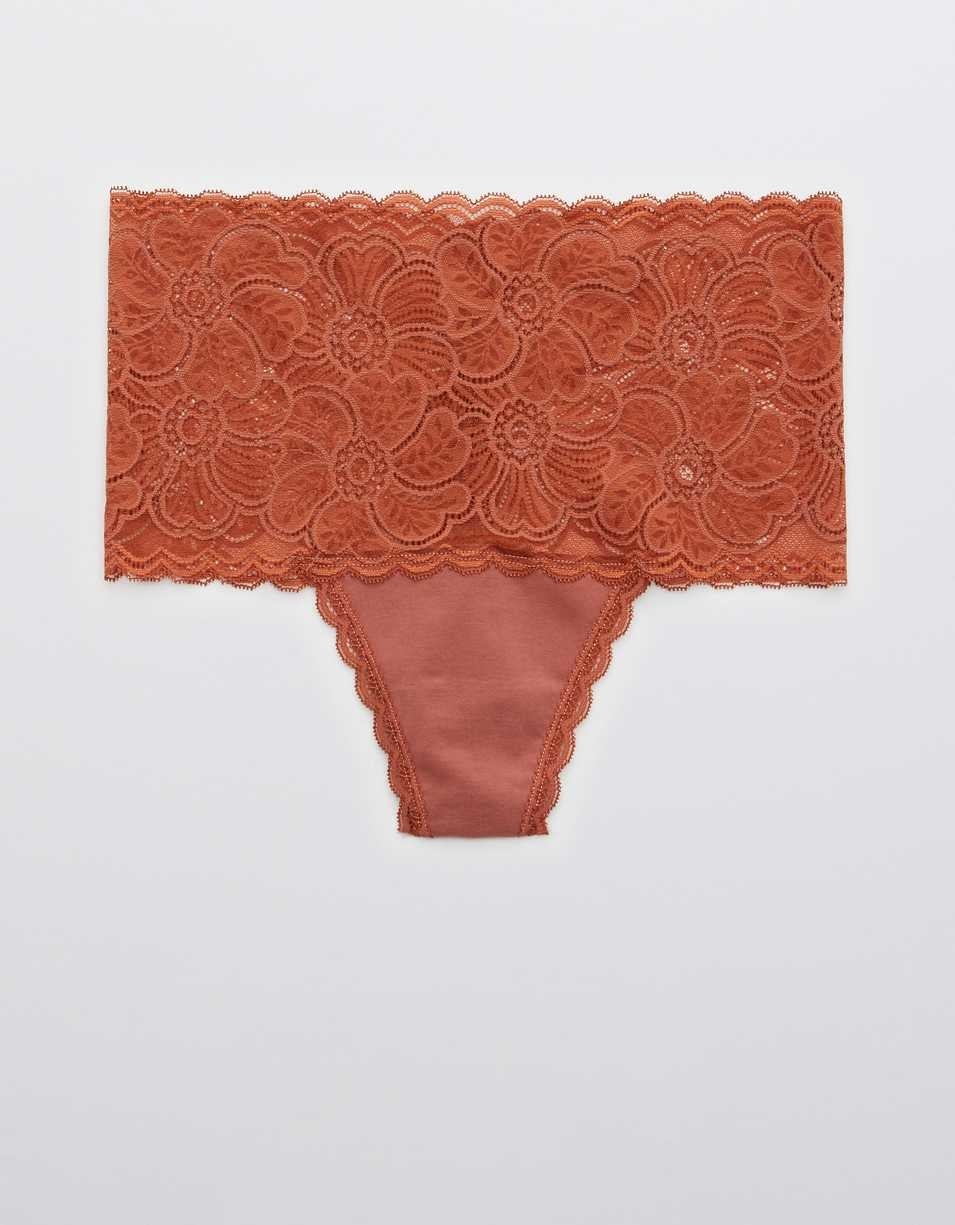 the Festive Lace Thong Underwear in canyon creek