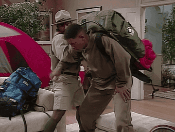 gif of will smith in &quot;the fresh prince of bel air&quot; falling because he&#x27;s wearing a super heavy backpacking pack
