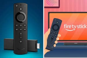 A split screen with the fire stick device and plugin