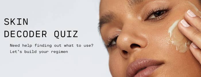 model applying moisturizer with text &quot;skin decoder quiz&quot;