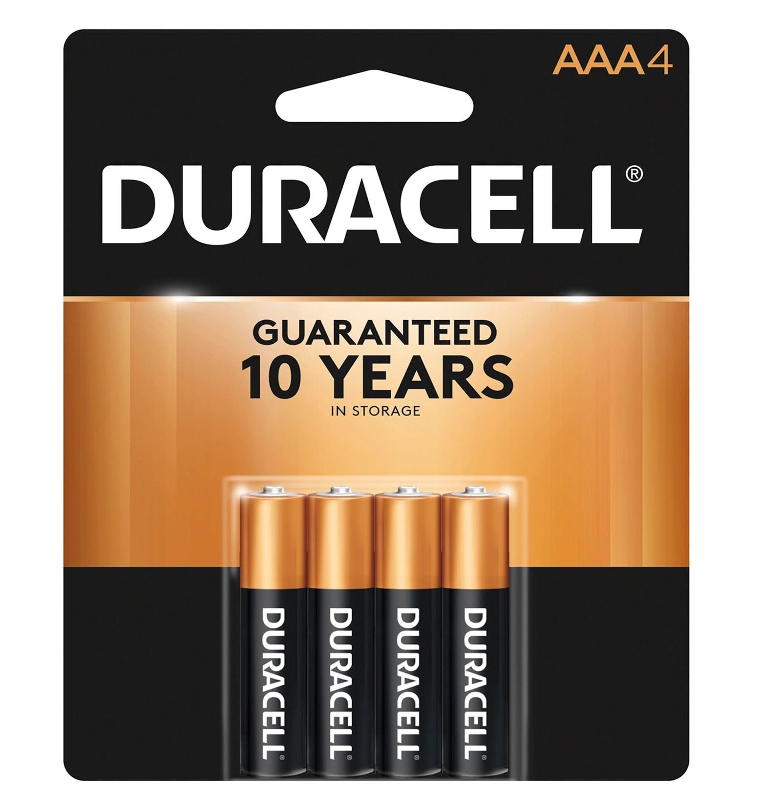 The four-pack of batteries which says they&#x27;re guaranteed to last up to 10 years in storage