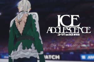 The poster for the "Yuri On Ice" movie showing the back of Victor